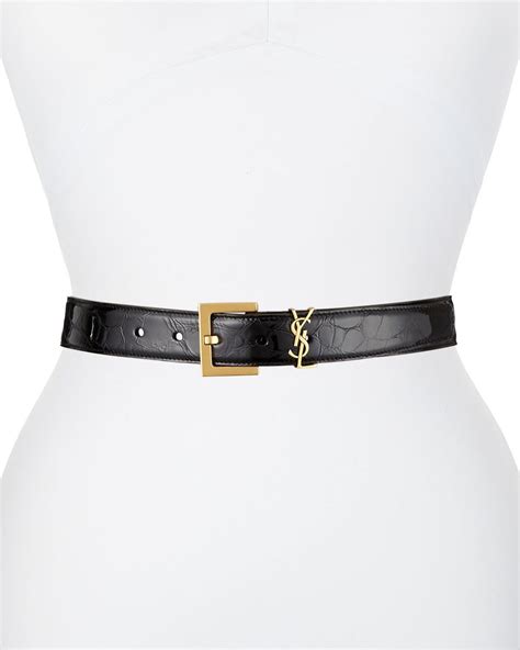 womens saint laurent gold ysl monogram leather belt|ysl belts for women.